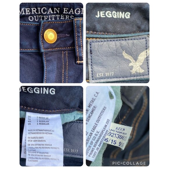 American Eagle AEO Super Stretch Jegging Women Sz 2R Blue Dark Wash Stretchy - Picture 5 of 10